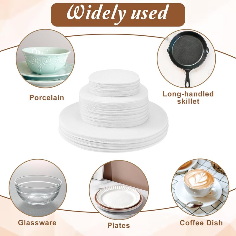 Exclaith 192 Pack Plate China Storage Dividers, 3 Sizes, Thick and Premium Felt Plate Dividers, Round China Dish Protectors for Chinas, Dishes, Coffee Saucers Protecting and Stacking, White - Image 5